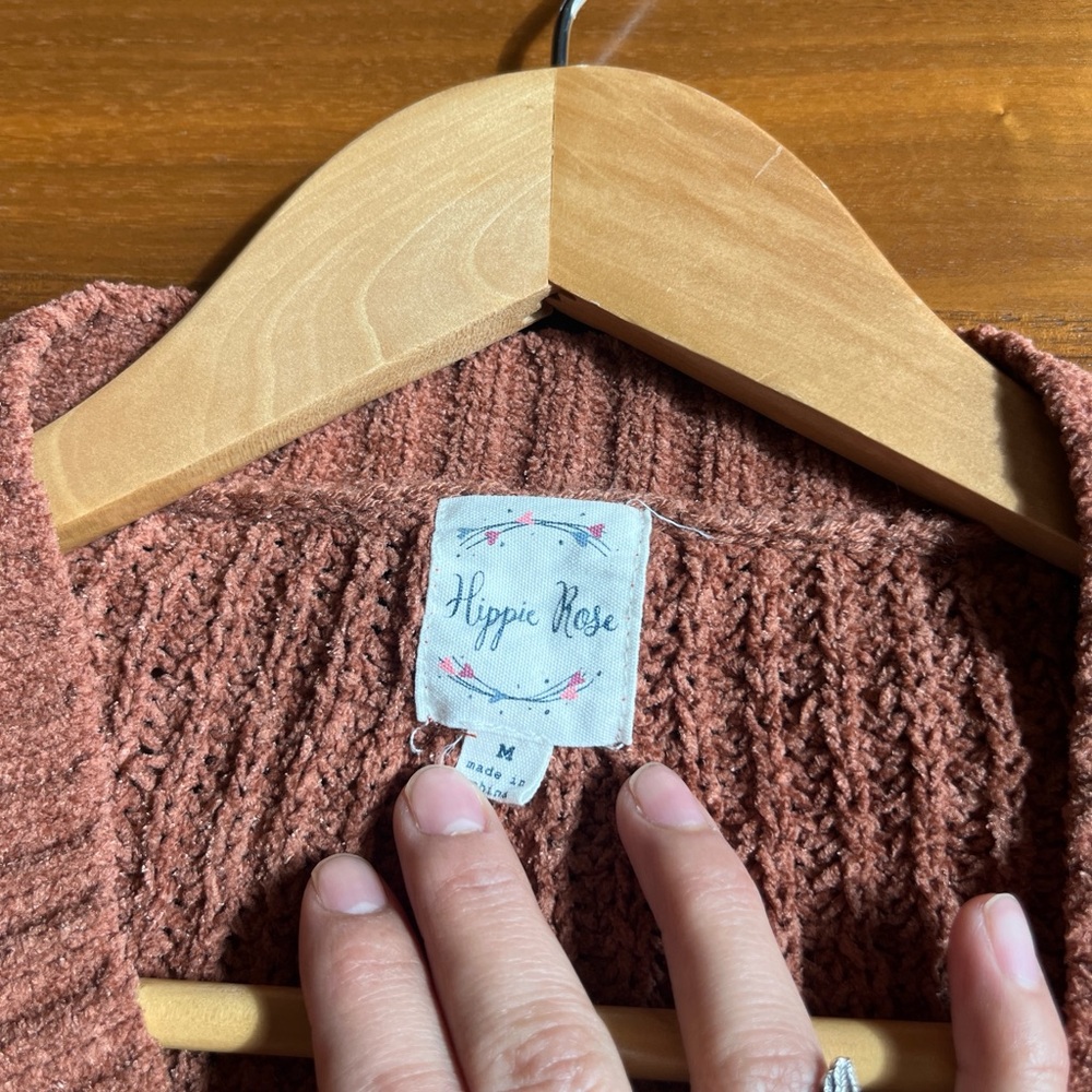 Hippie Rose Rust V-Neck Sweater - Picture 6 of 6